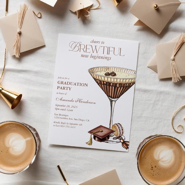 Brewtiful Espresso Martini Abschluss Einladung (Espresso MArtini Graduation Invitation)