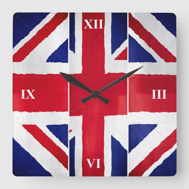 Brexit UK Quadratische Wanduhr (Vorderseite)