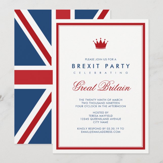 Brexit Union Jack Independence Party Einladung (Vorne/Hinten)