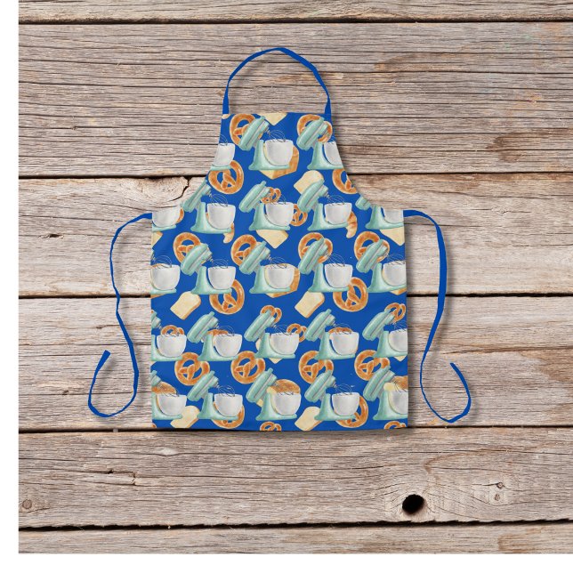 Brezel, Brot und Mischgetränke blau Schürze (Von Creator hochgeladen)