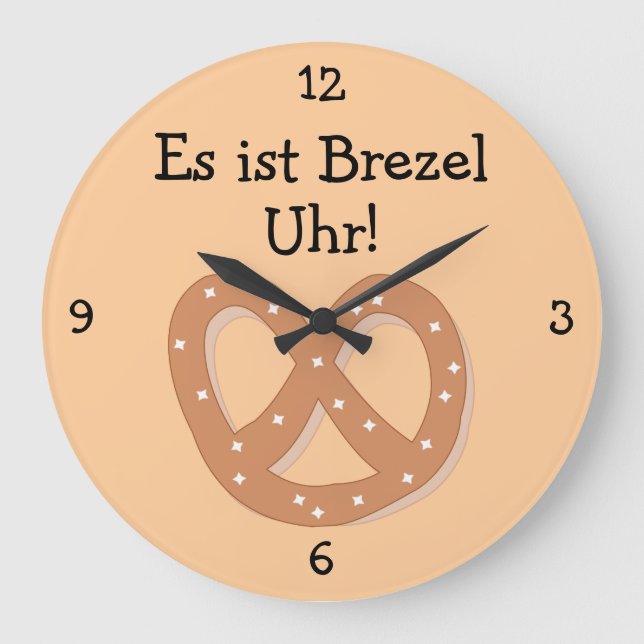 Brezel Uhr: Bretzel O'Clock Oktoberfest Spaß Große Wanduhr (Vorderseite)