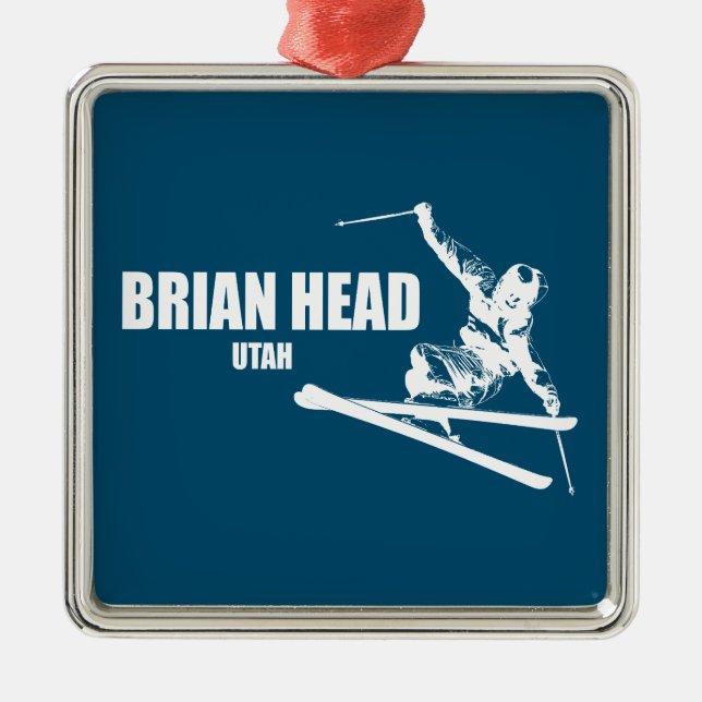 Brian Head Resort Utah Skier Ornament Aus Metall (Vorne)