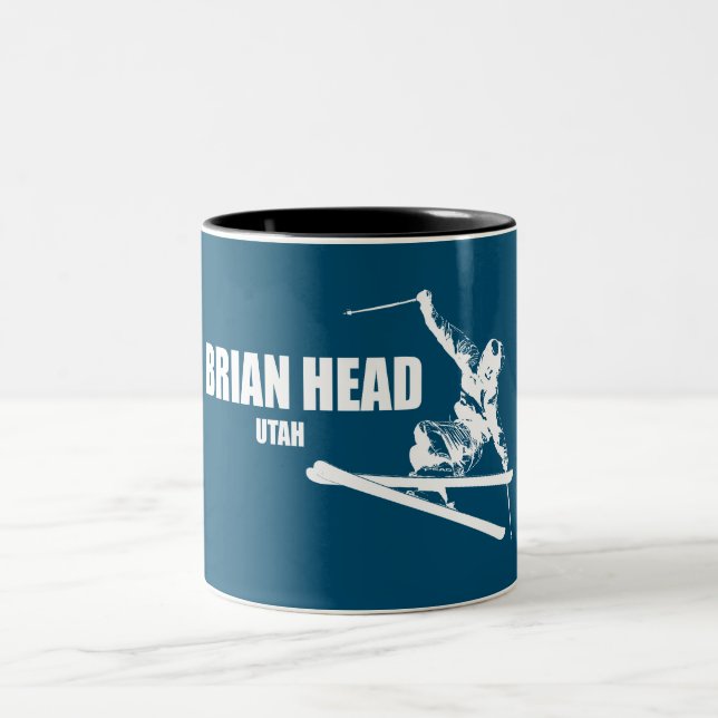 Brian Head Resort Utah Skier Zweifarbige Tasse (Mittel)