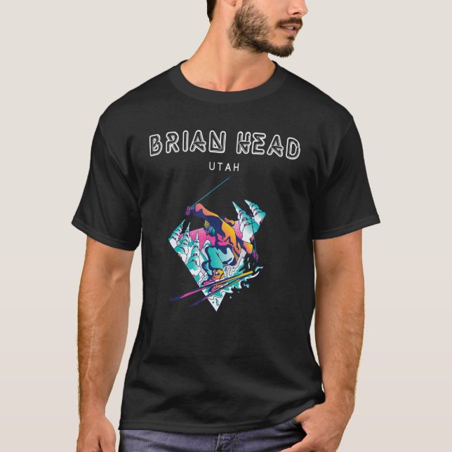 Brian Head Utah Retro Skier T-Shirt (Vorderseite)