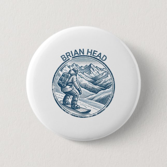 Brian Head Utah Snowboarder Button (Vorderseite)