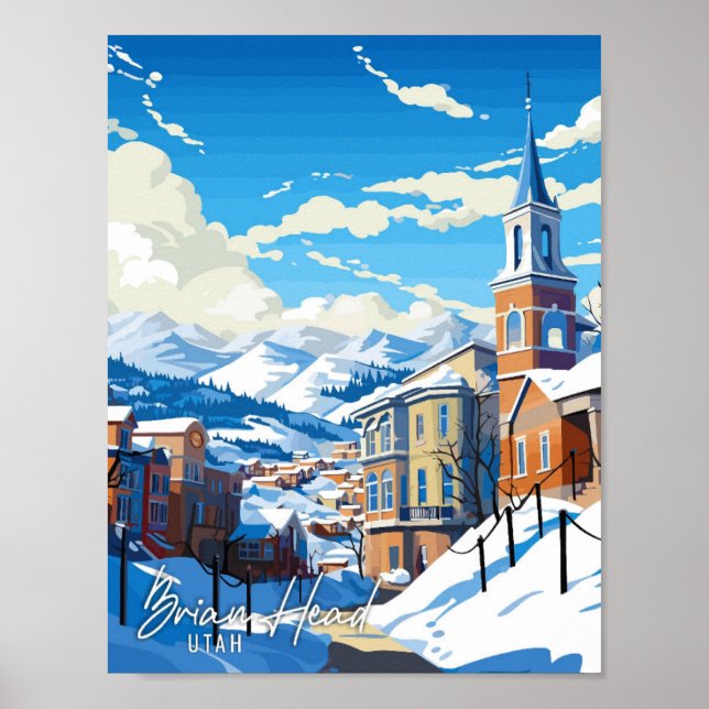 Brian Head Utah Vintage Reise Illustration Poster (Vorne)