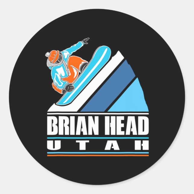 Brian Head Utah - Vintager Snowboarder Runder Aufkleber (Vorderseite)