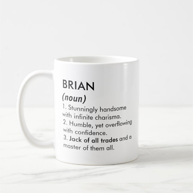 Brian Name, Bearbeitbarer Name, Benutzerdefinierte Kaffeetasse (Links)