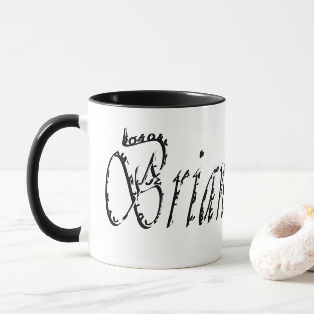 Brian, Name Cursive Logo, Combo Coffee Tasse (Mit Donut)