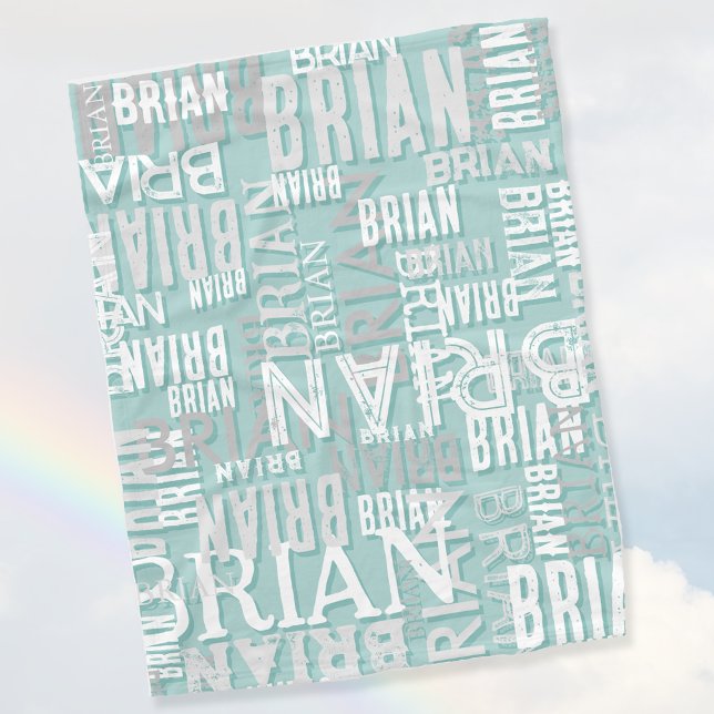 Brian personalisiert Name Moderne Graublau Fleecedecke (Von Creator hochgeladen)