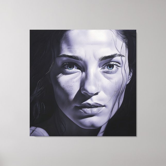 "Brianna Blue" Frauen in Kohle Leinwanddruck (Vorderseite)