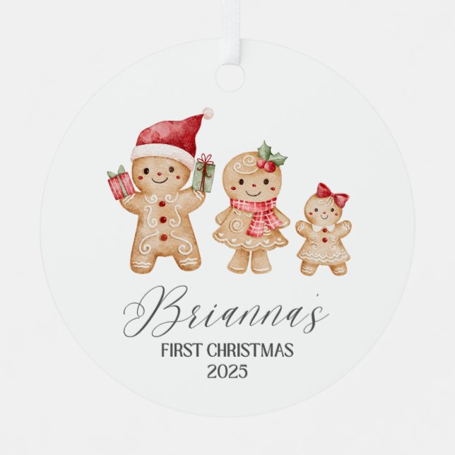 Brianna Personalized Baby's First Christmas Ornament Aus Metall (Vorderseite)