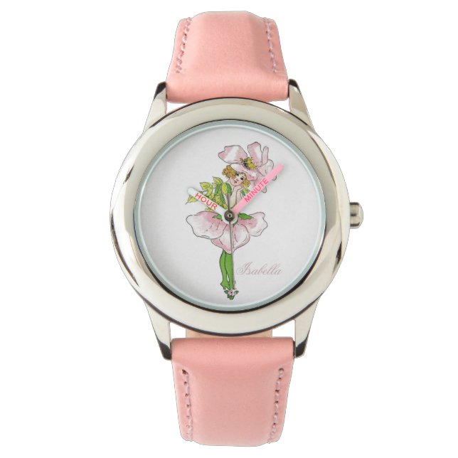 Briar Rose Niedliche Blume Kind Blumenstrauß Girl Armbanduhr (Vorderseite)