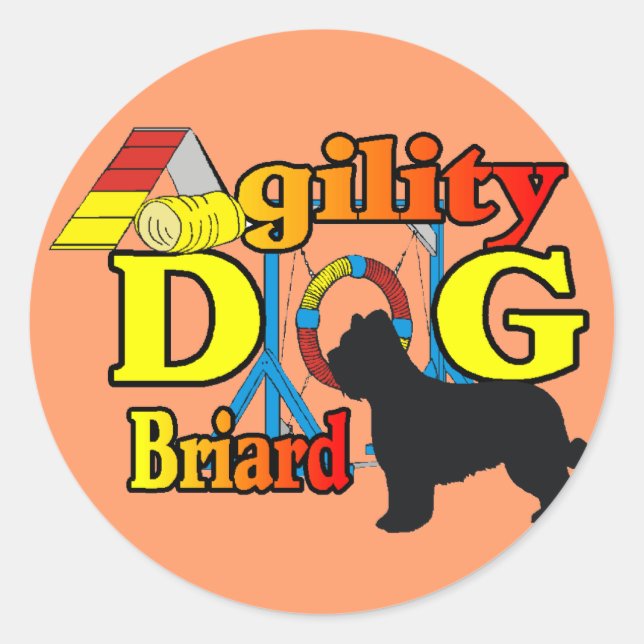 Briard Agility Shirts Geschenke Runder Aufkleber (Vorderseite)