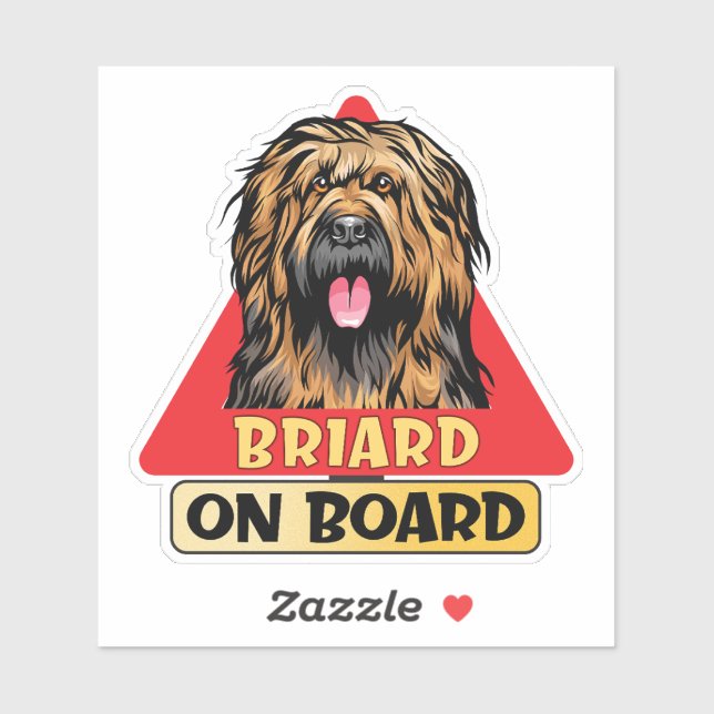 Briard an Bord Französisches Hundezeichen Aufkleber (Blatt)