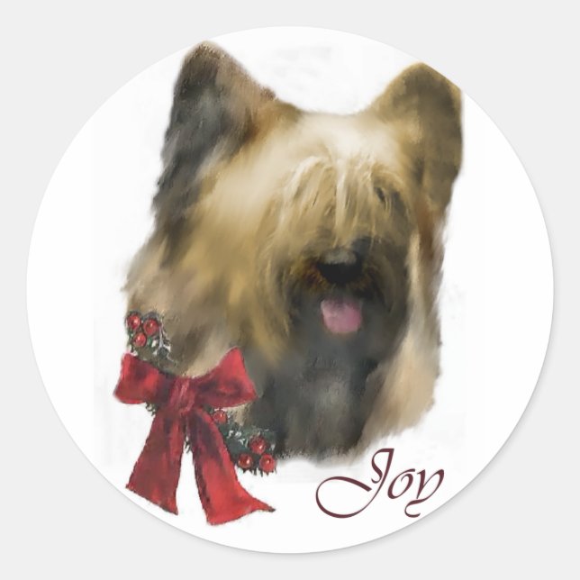 Briard Christmas Geschenke Runder Aufkleber (Vorderseite)