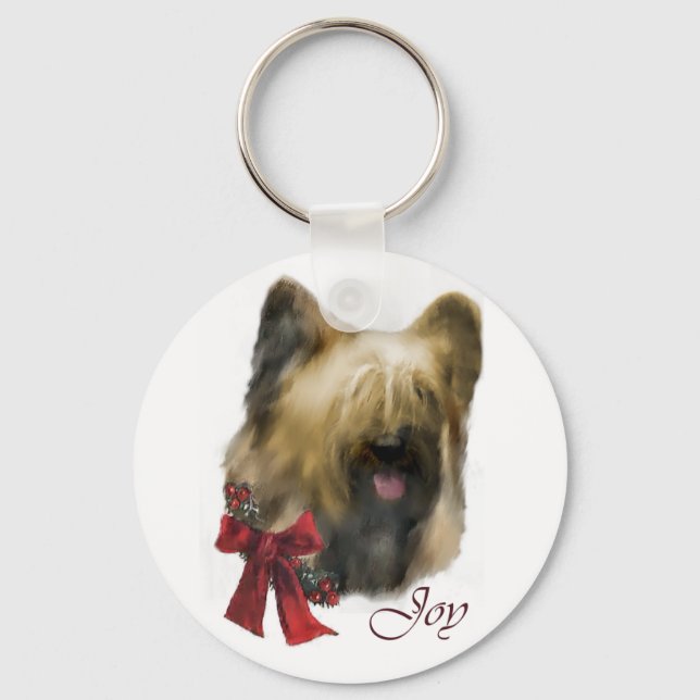 Briard Christmas Geschenke Schlüsselanhänger (Vorderseite)