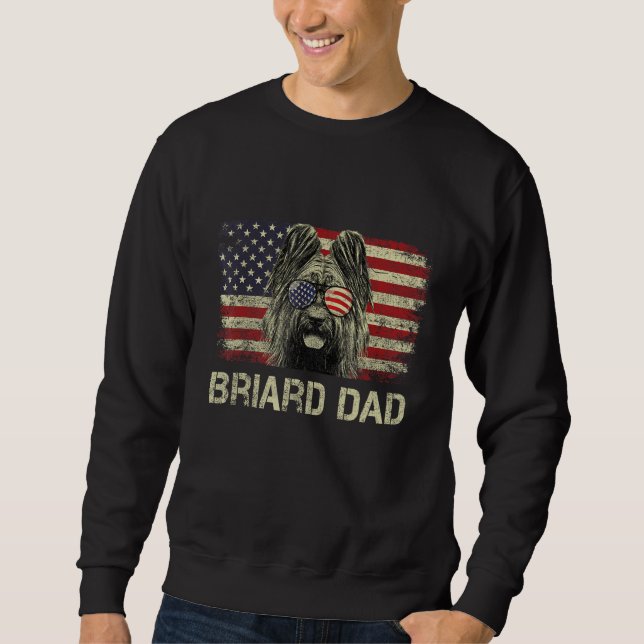 Briard Dad Dog  American Flag 4th Of July Sweatshirt (Vorderseite)