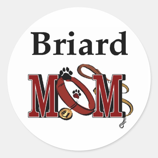 Briard Dog MAMA Runder Aufkleber (Vorderseite)