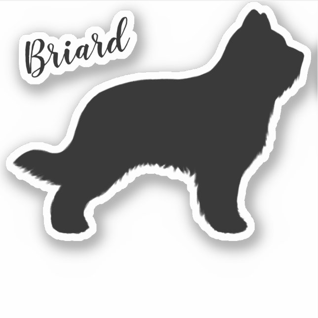 Briard Dog Silhouette Vinyl Sticker (Vorderseite)