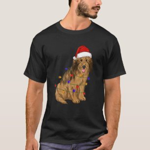 Briard Dog trägt Weihnachtshuttlampen T-Shirt