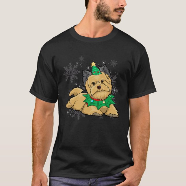 Briard Dog  Woman Christmas Tree Dog T-Shirt (Vorderseite)