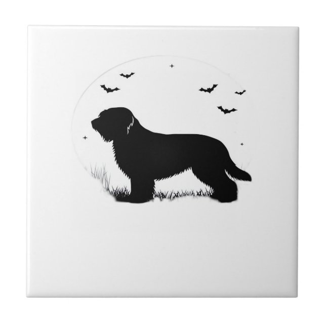 Briard Hund � Halloween-Mond Silhouette Oversized  Fliese (Vorderseite)