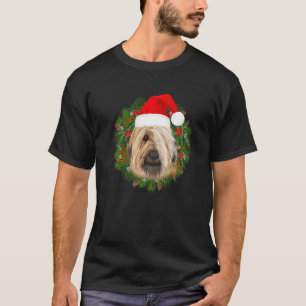 Briard Hund in Weihnachtsmannmütze Frohe Weihnacht T-Shirt