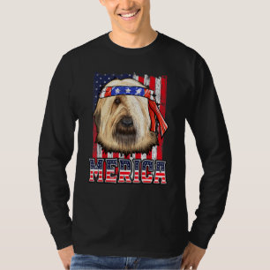 Briard Merica 4. Juli Hunde Patriotische Flagge T-Shirt