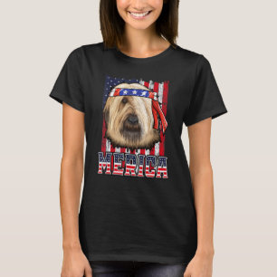 Briard Merica 4. Juli Hunde Patriotische Flagge T-Shirt