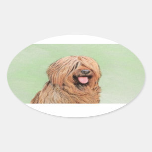 Briard Painting - Niedliche Hundekunst Ovaler Aufkleber
