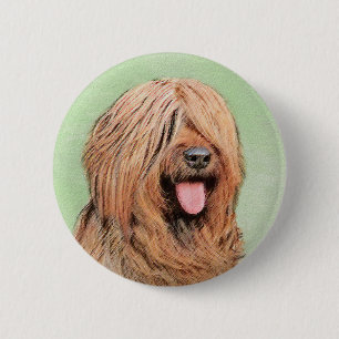 Briard Painting - Niedliche Original Dog Art Button