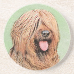 Briard Painting - Niedliche Original Dog Art Getränkeuntersetzer
