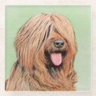 Briard Painting - Niedliche Original Dog Art Glasuntersetzer