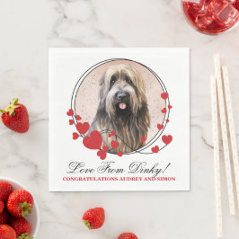 Briard Red Heart Frame Hund Foto Serviette