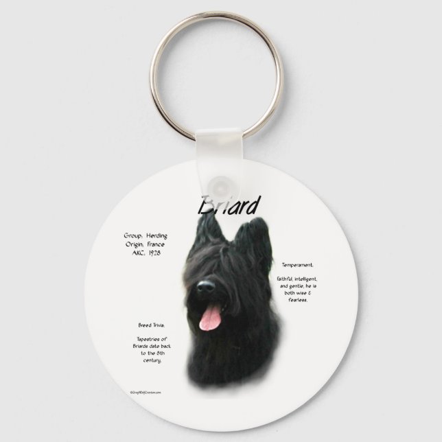 Briard (schwarz) History Design Schlüsselanhänger (Vorderseite)