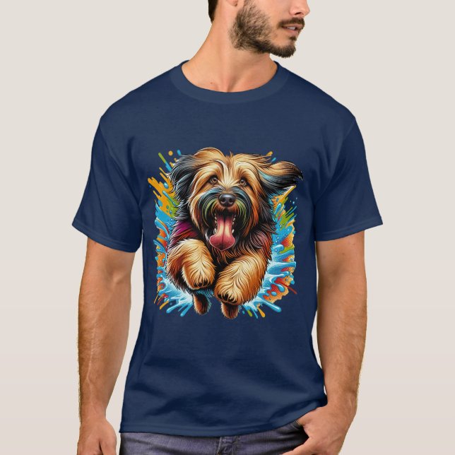 Briard Splash of Color T-Shirt (Vorderseite)