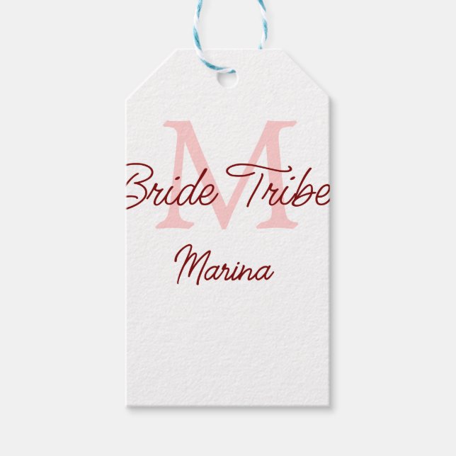 Bribe Stamm Monogramm rotes Brautparty einfache Mi Geschenkanhänger (Vorderseite)