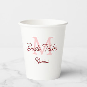 Bribe Stamm Monogramm rotes Brautparty einfache Mi Pappbecher