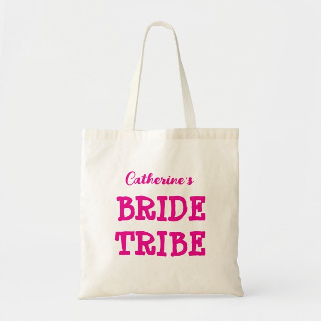 Bribe Tribe Hot Pink Junggeselinnen-Abschied Tote  Tragetasche (Vorne)