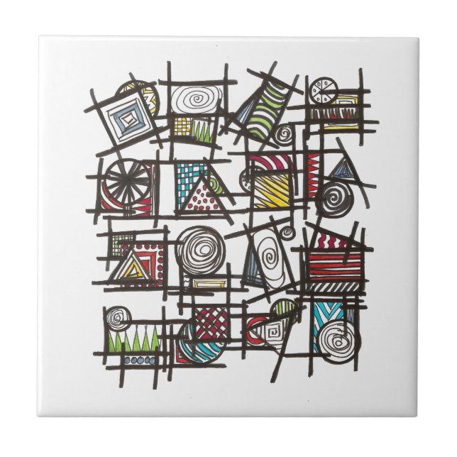Bric A Brac-Stylish Modern Geometric Art Fliese (Vorderseite)