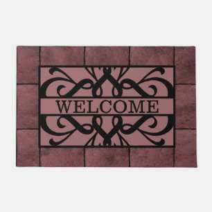 Brick Aged Red Black Filigree Willkommen Doormat Fußmatte