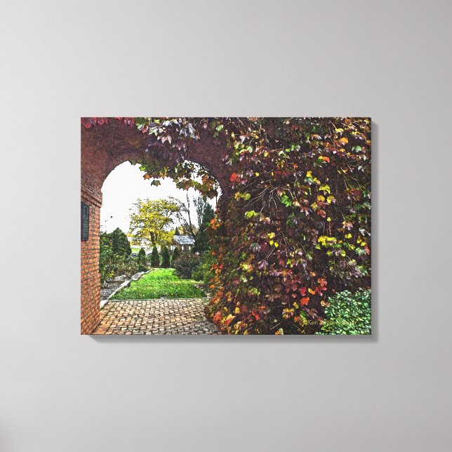 BRICK ARCHED DOORWAY/VINE DECKTE BRICK WALL LEINWANDDRUCK (Vorderseite)