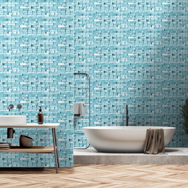 Brick Blue Pattern Tapete (Badezimmer)