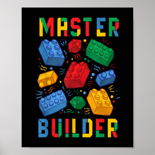 Brick Builder Funny Blocks Gebäude Master Builder Poster