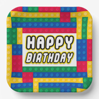 Brick Builder Geburtstag 9" Papierplatte Pappteller