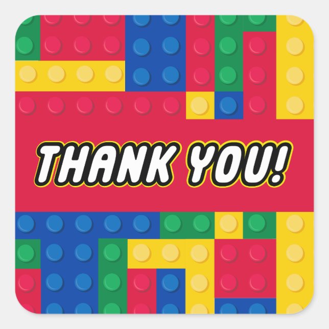 Brick Builder Geburtstagsparty FAVOR STICKER (Vorderseite)
