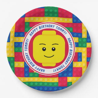 Brick Builder Mann Geburtstagsfeier anpassbar Pappteller