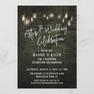 Brick Edison Lights Nach der Hochzeitsfeier Einladung