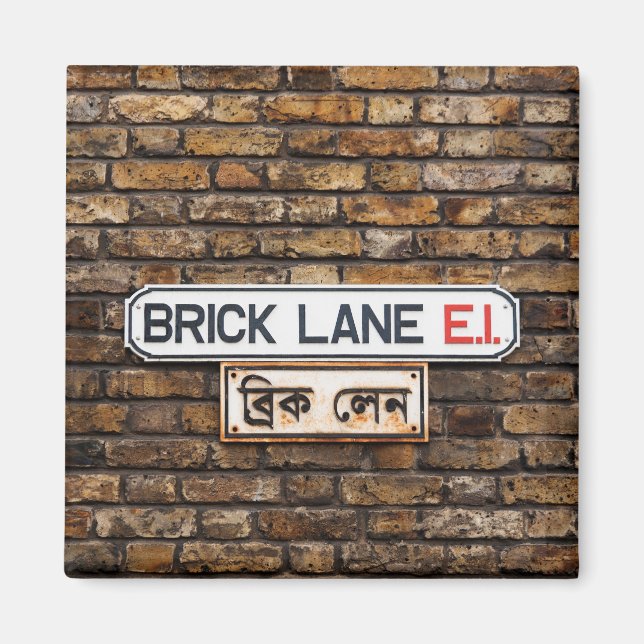 Brick Lane E1 Kühlschrankmagnet Square Magnet (Vorne)